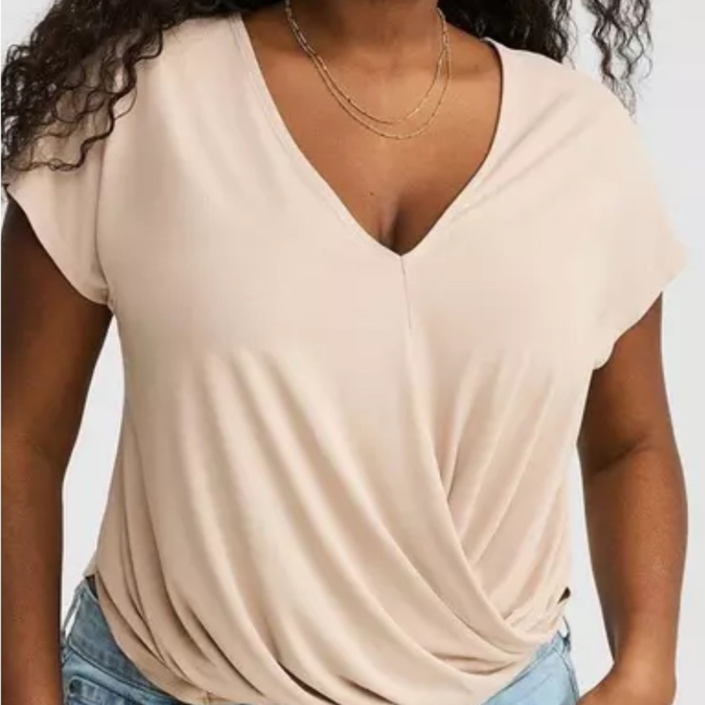 Torrid Cream V-Neck Blouse